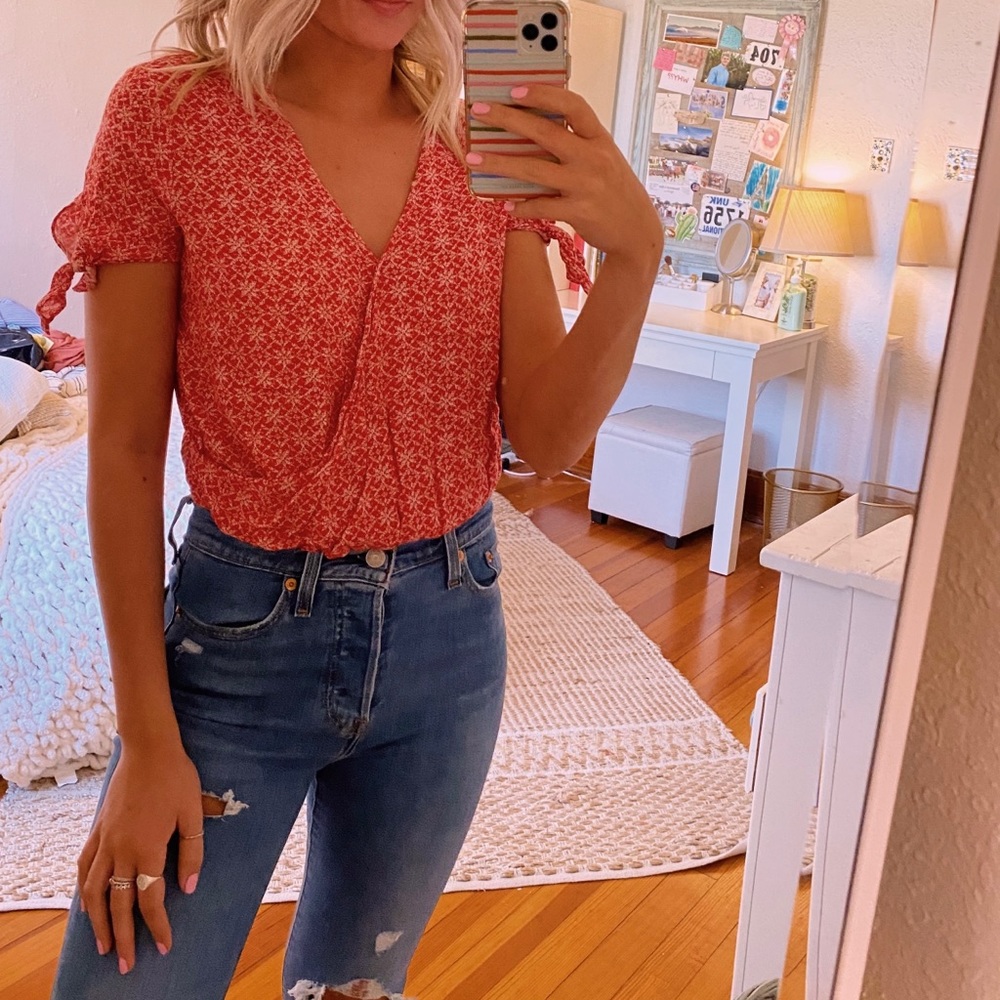 Red & White Patterned Target Tee